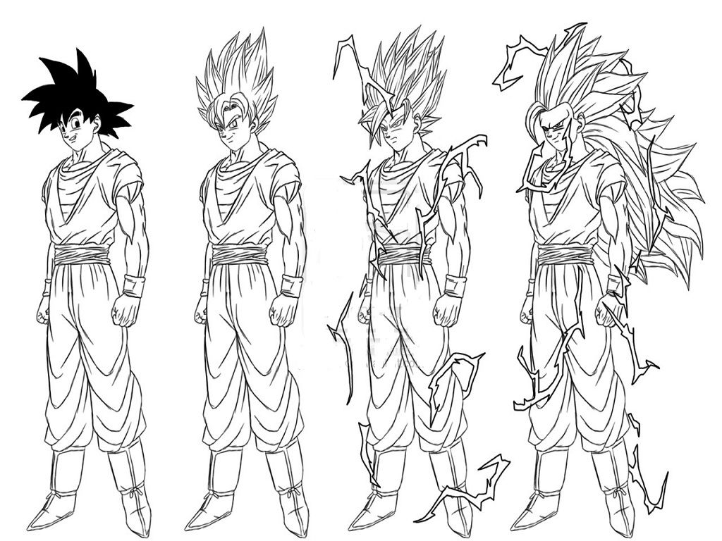 1024x768 Dragon Ball Z Pictures To Print And Color Gouko New Dragon Ball Z