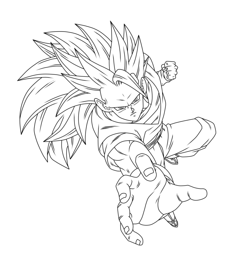 839x953 Goku Ssj1 Coloring Pages Goku Ssj3 Lineart By, Goku Ssj3 Coloring