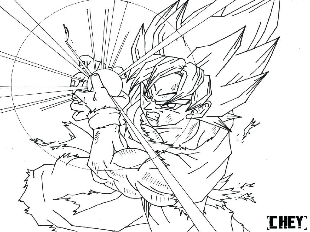 1024x768 Coloring Pages Goku Coloring Pages. Goku Ss3 Coloring Pages. Goku