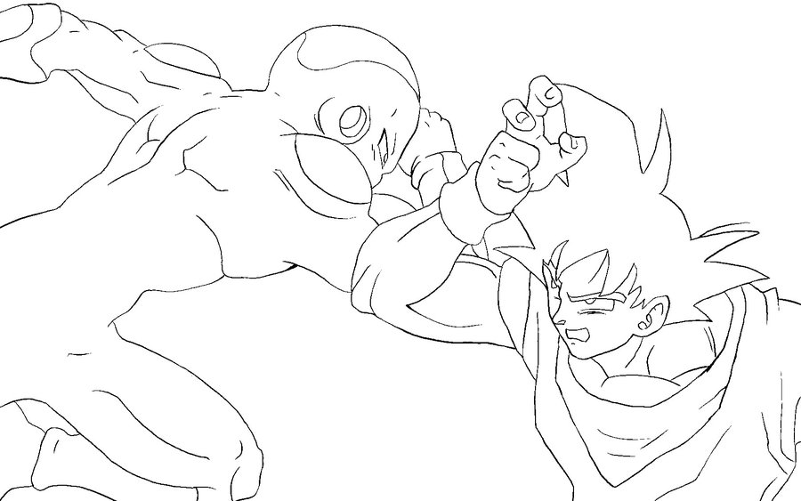 900x563 Frieza Vs Goku Lineart By Ruokdbz98