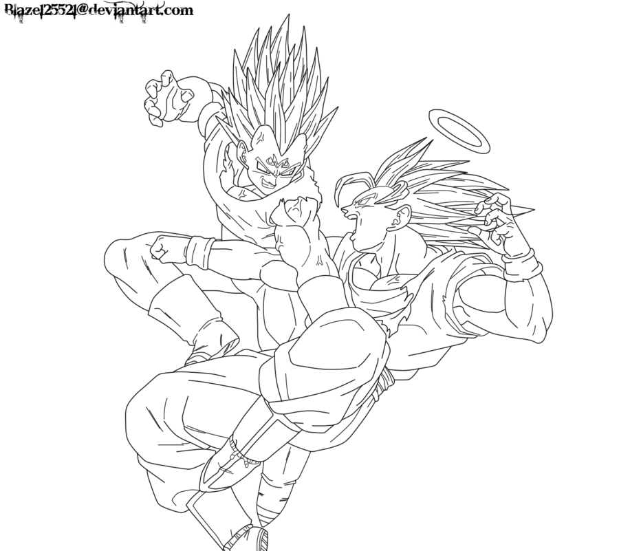 900x801 Goku Vs. Majin Vegeta Lineart By Jamalc157 Dragonball
