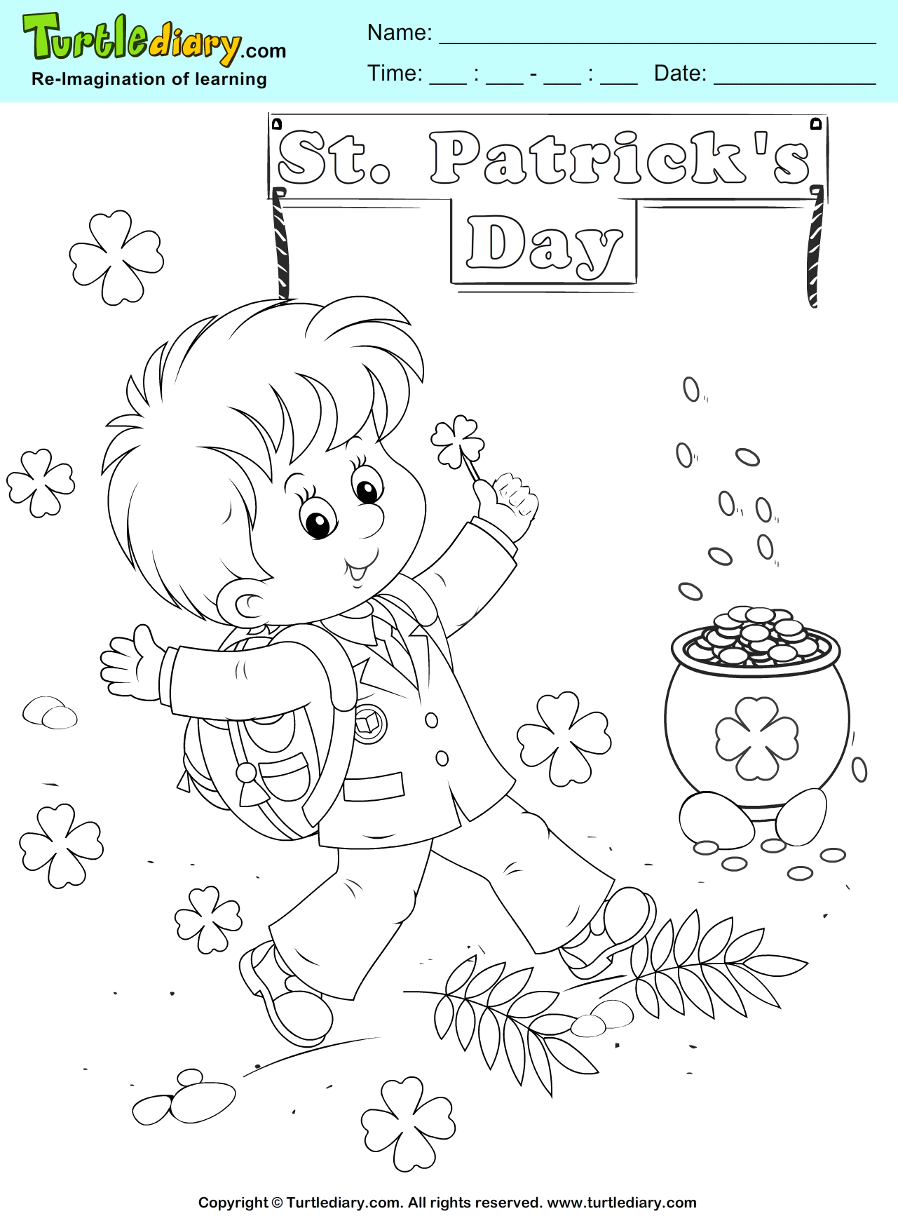 1281x1754 Gold Coins Coloring Page St. Pat's Gold Coins