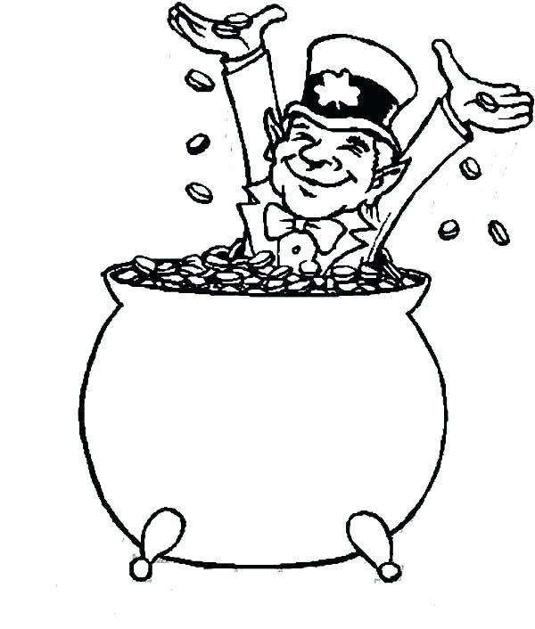 600x706 Pot Of Gold Coloring Page Printable Gold Coin Coloring Pages Also