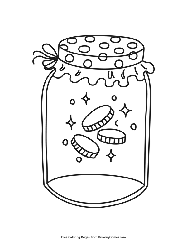 600x776 St. Patrick's Day Coloring Pages Ebook Gold Coins In A Jar Gold