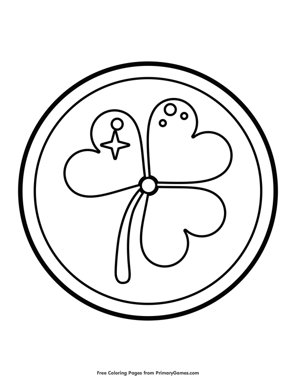 600x776 St. Patrick's Day Coloring Pages Ebook Shamrock Gold Coin Gold