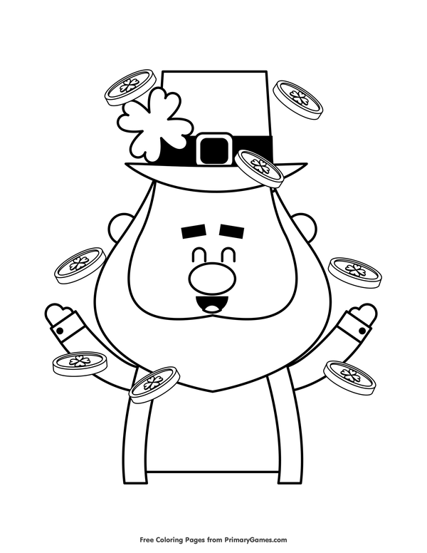 600x776 St. Patrick's Day Coloring Pages Ebook Smiling Leprechaun Tossing