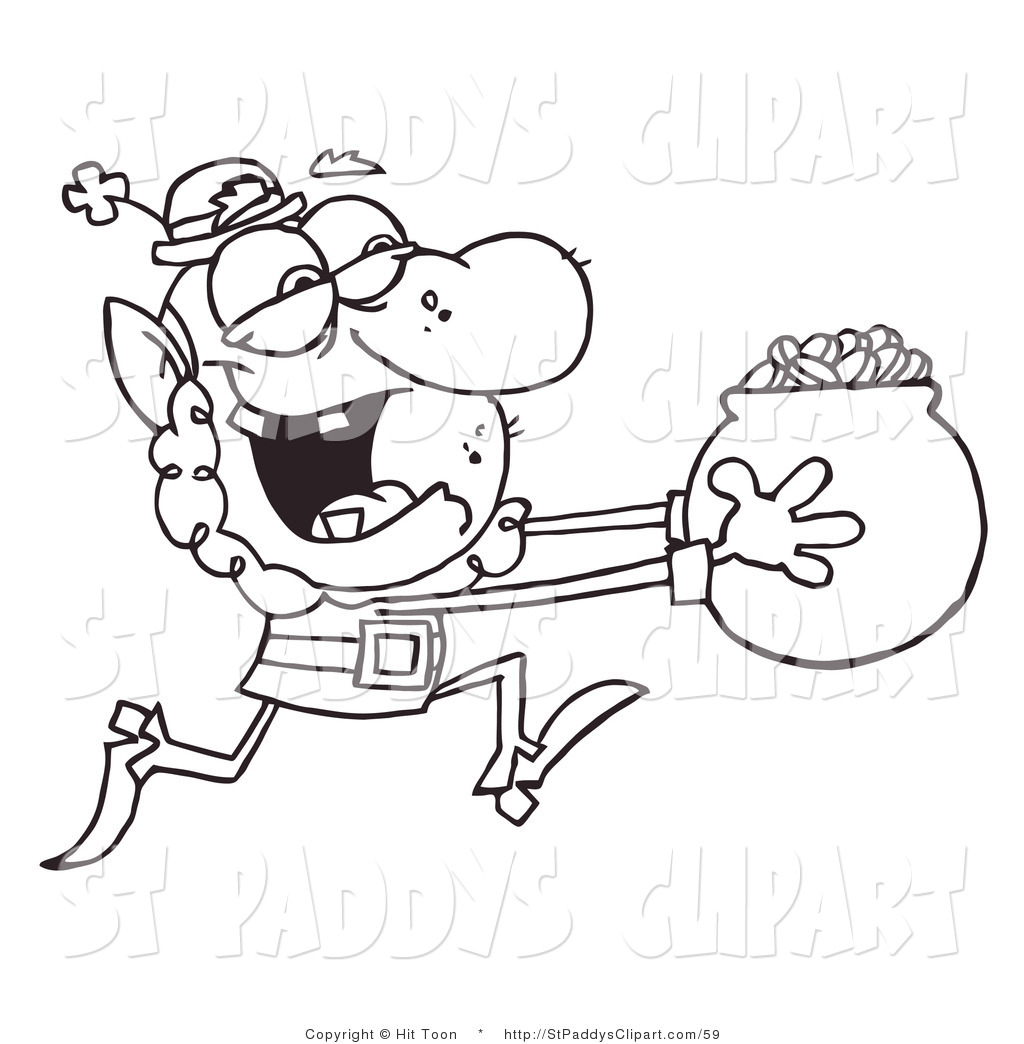 1024x1044 Vector Cliprt Of Coloring Page Of Leprechaun Running