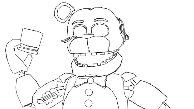 622x350 Withered Golden Freddy Coloring Page. By Janusek5