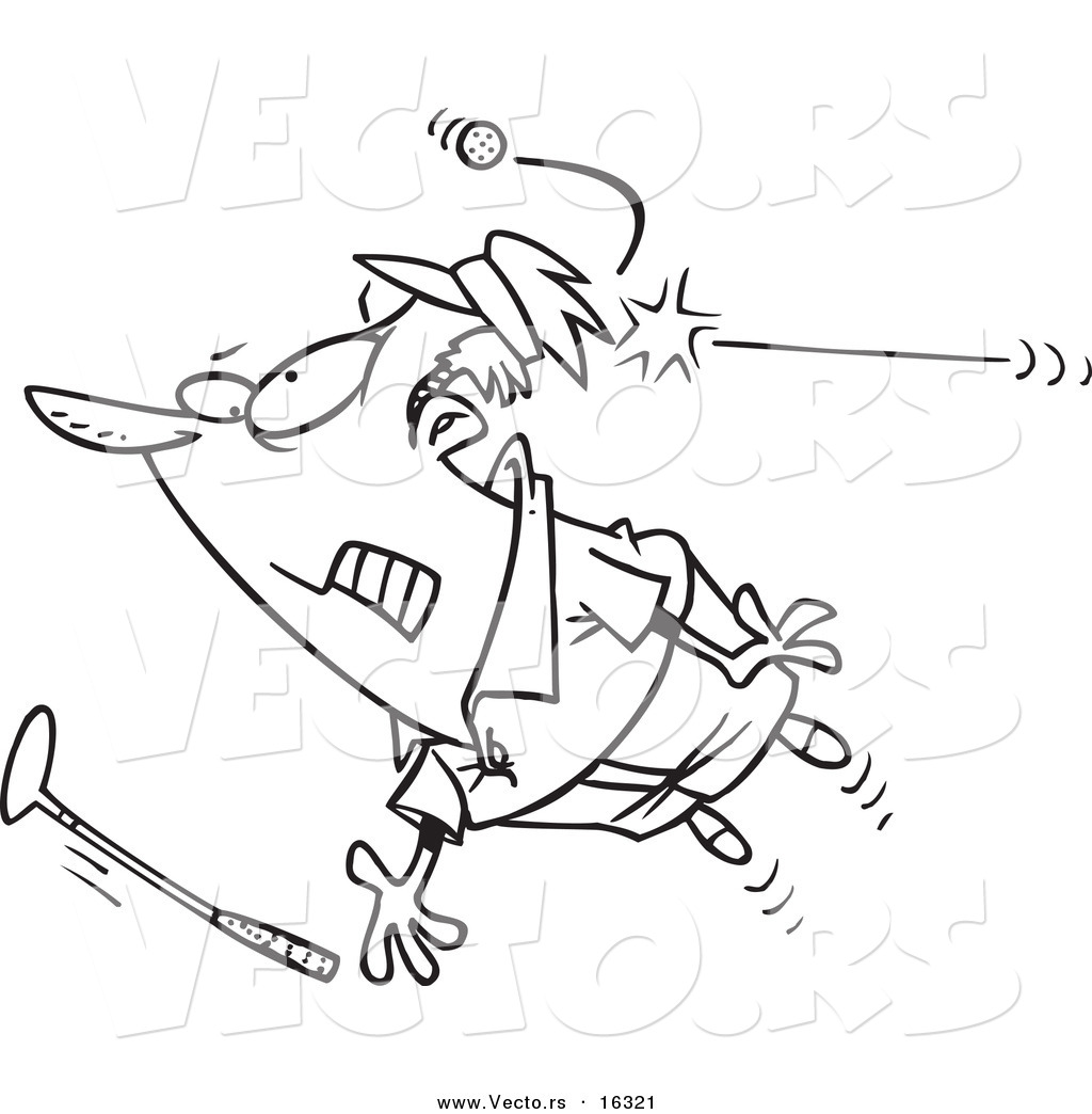 1024x1044 Vector Of A Cartoon Male Golfer Getting Hit With A Ball