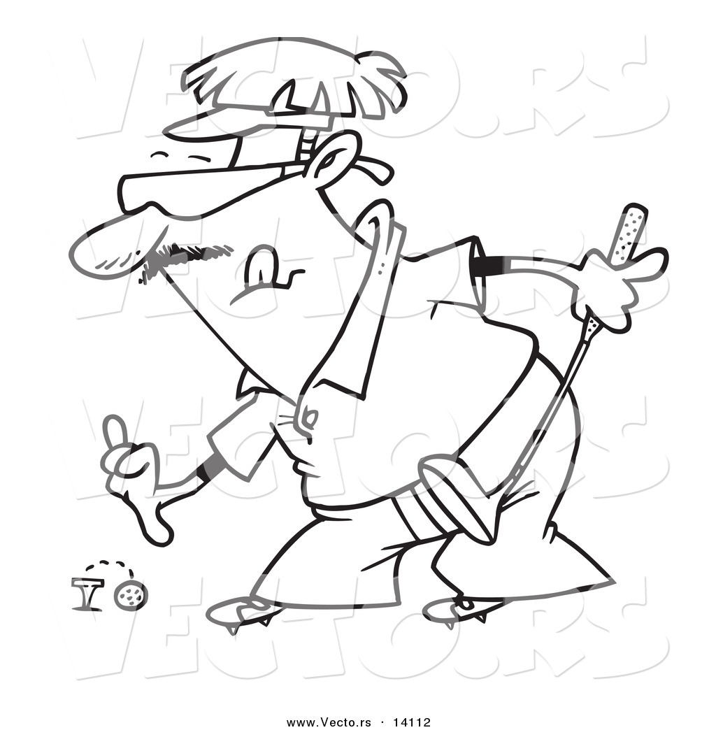 1024x1044 Vector Of A Cartoon Man Putting A Golf Ball On A Tee