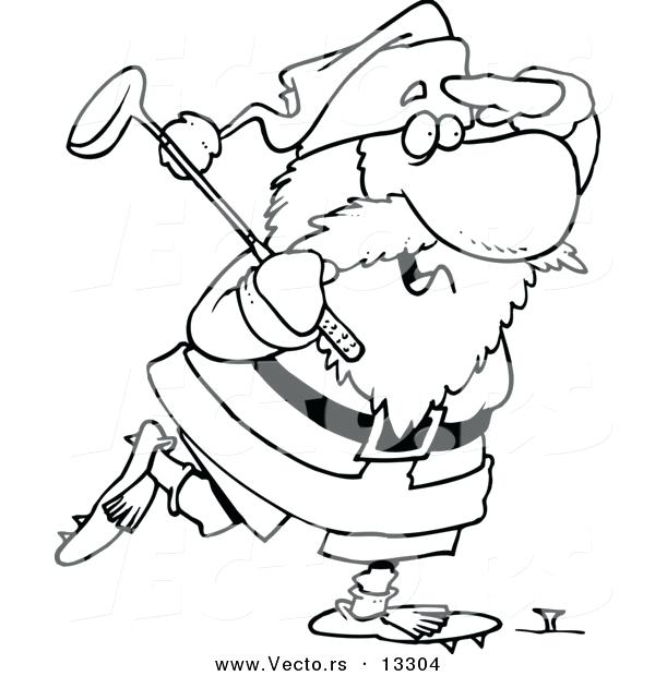 600x620 Vector Cartoon Golfing Coloring Page Outline By Vector