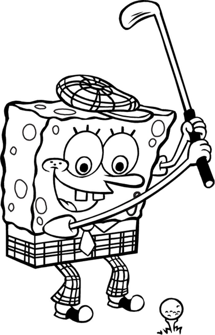 700x1091 Spongebob Playing Golf Coloring Page Art Abstract, Cubism