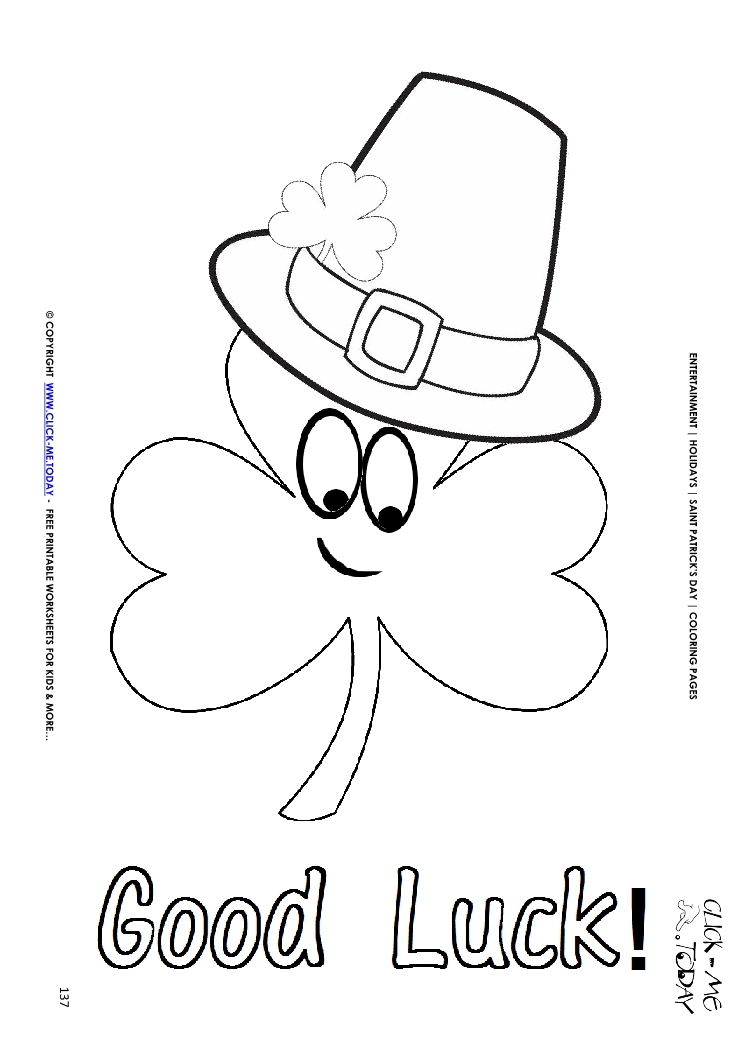 745x1053 Patrick's Day Coloring Page 137 Shamrock Face Hat Good Luck