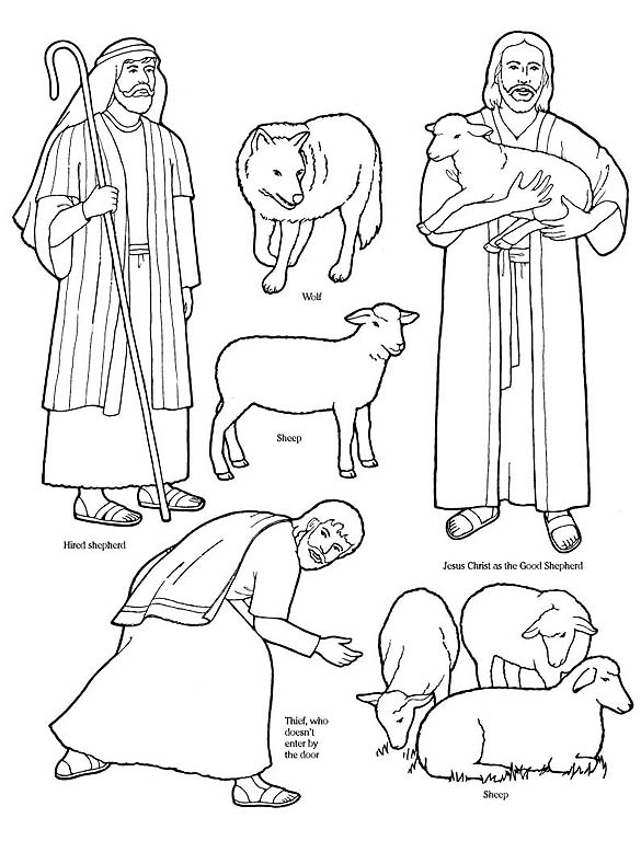 585x768 Good Shepherd And Lost Sheep Parable Coloring Pages