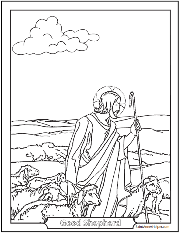 590x762 Jesus Good Shepherd Coloring Page