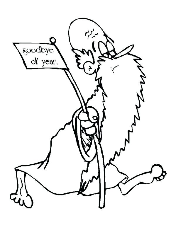 600x785 2015 Coloring Page Father Time Say Goodbye On New Year Coloring