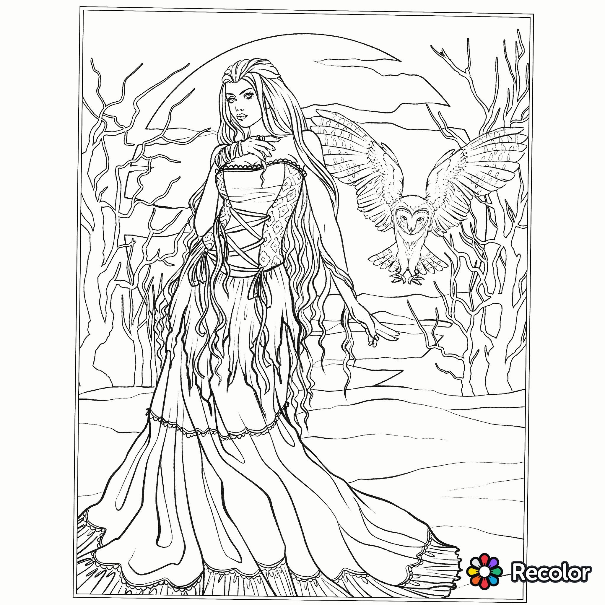 2048x2048 Halloween Gothic Coloring Page Fantasy Coloring Pages For Adults