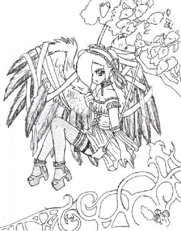 600x767 Goth Anime Coloring Pages Coloring Pages Anime