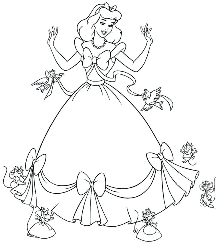 728x814 Cinderella Coloring Pages Cinderella And Her Beautiful Gown