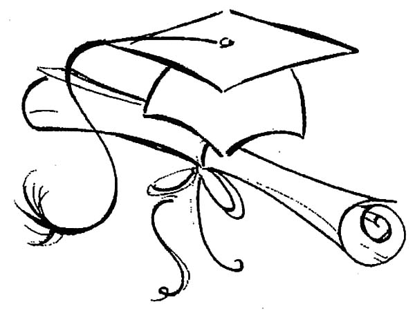 600x450 Northwoods Sketch Graduation Cap And Diploma Coloring Pages