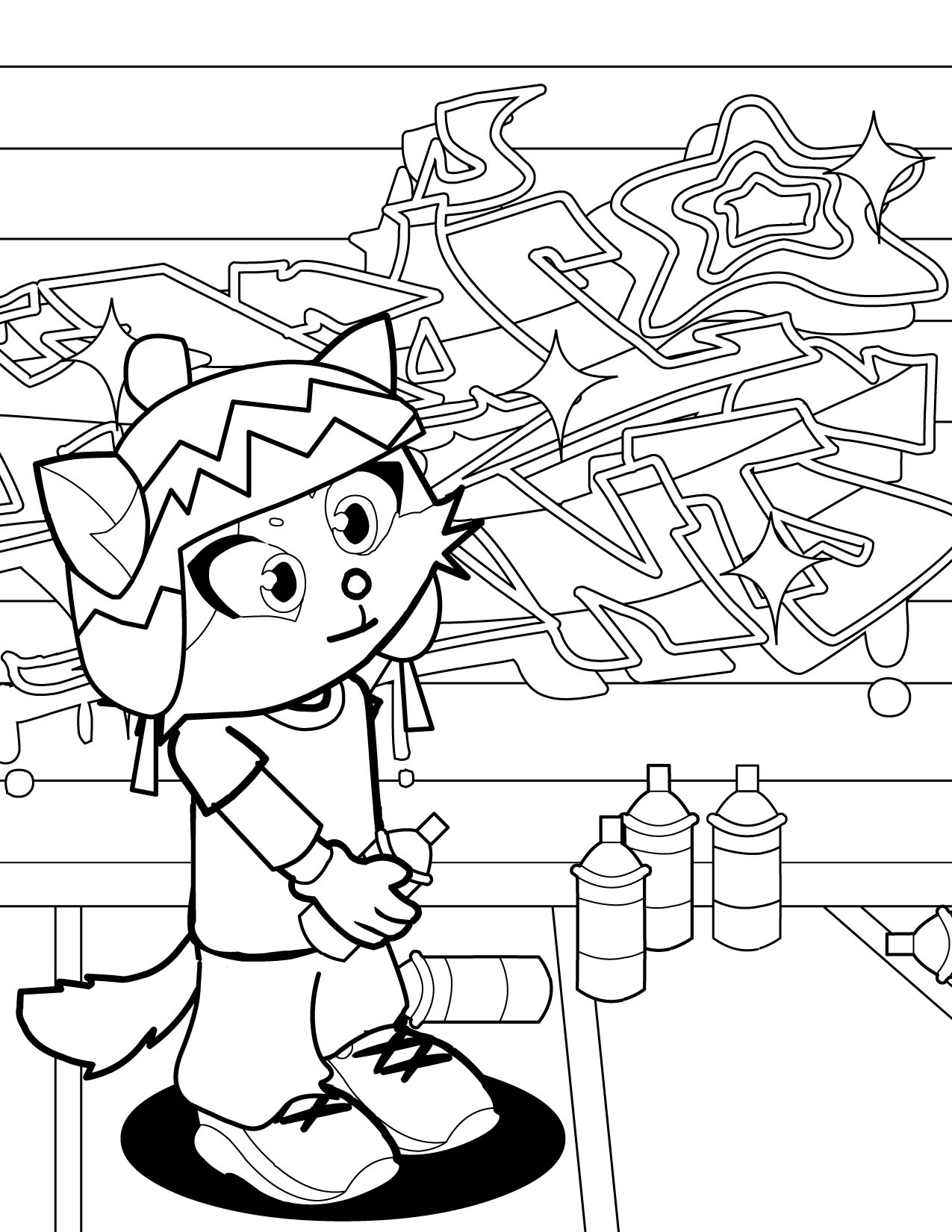1275x1650 Graffiti Artist Coloring Page