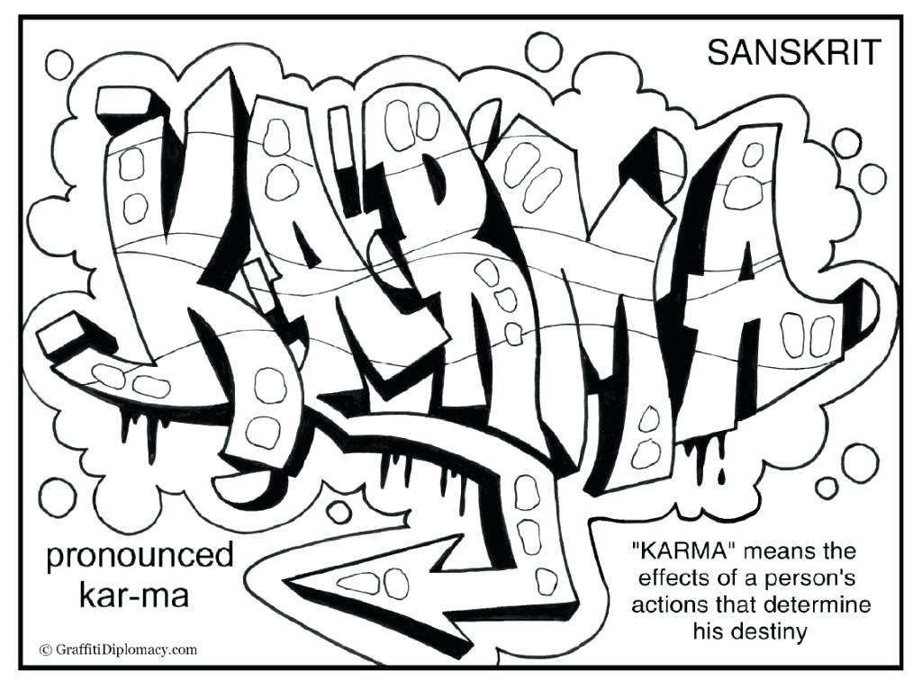 1024x766 Karma Graffiti Free Printable Coloring Page Graffiti Art Coloring