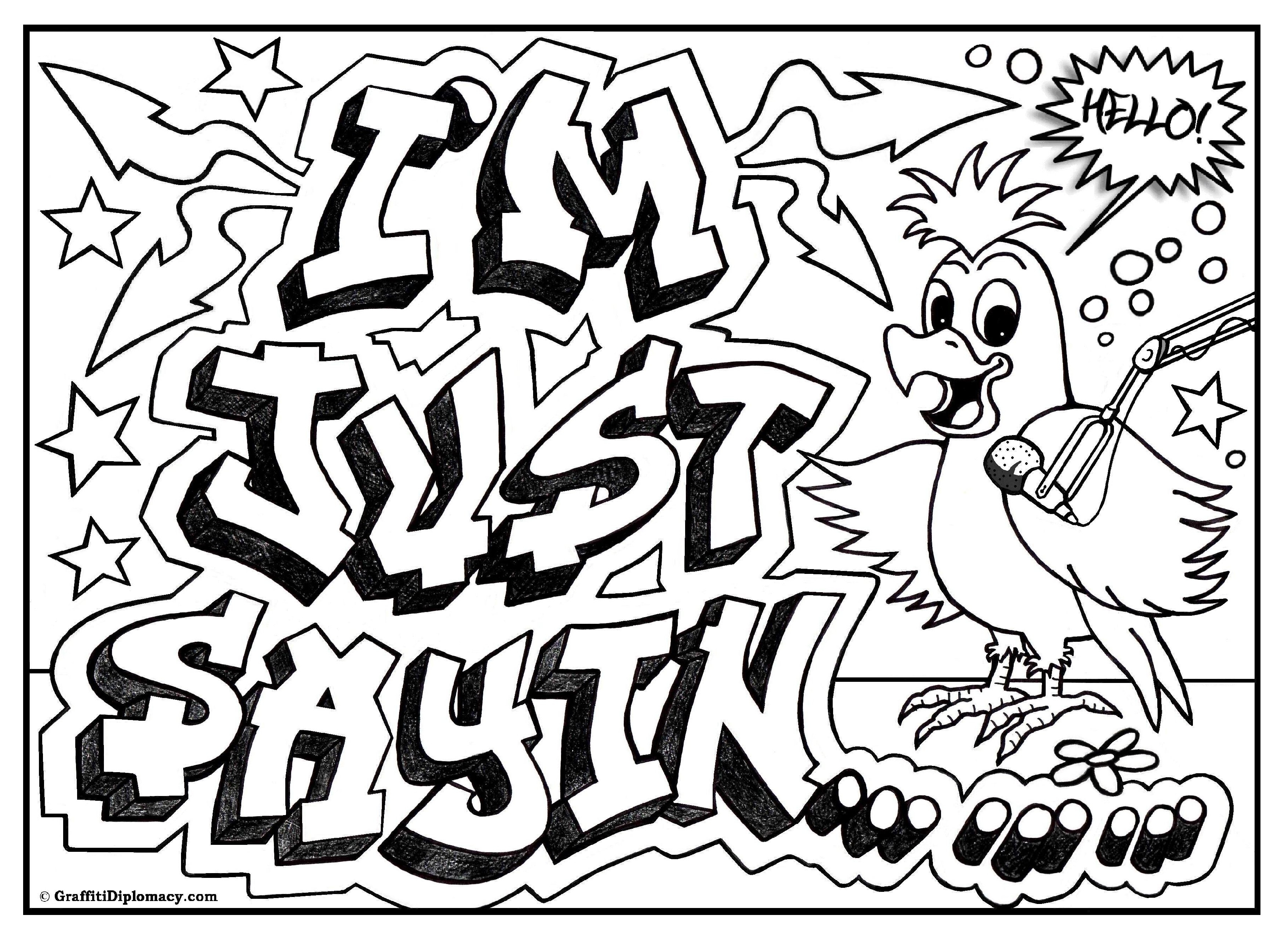 3508x2552 Awesome Graffiti Coloring Pages Printable