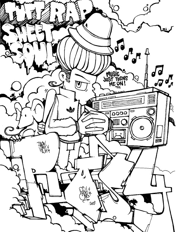 607x794 Graffiti Coloring Pages For Teenagers