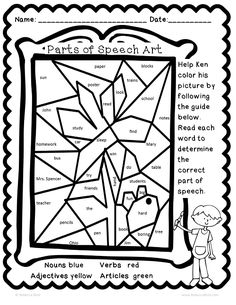 236x305 Grammar Robots! Parts Speech Grammar Mosaic Color By Part