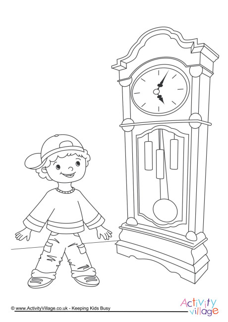 460x650 Grandfather Clock Colouring Page