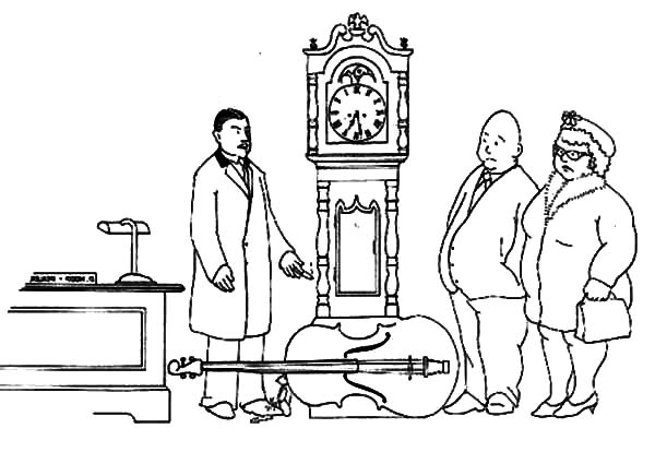 600x425 Grandfather Clock In Antique Store Coloring Pages Color Luna