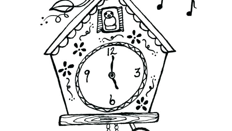 750x425 Clock Coloring Page Clock Coloring Page Cuckoo Clock Coloring Page
