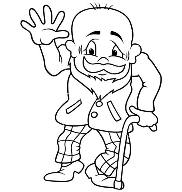600x632 Grandfather Waving Hand Coloring Pages Color Luna