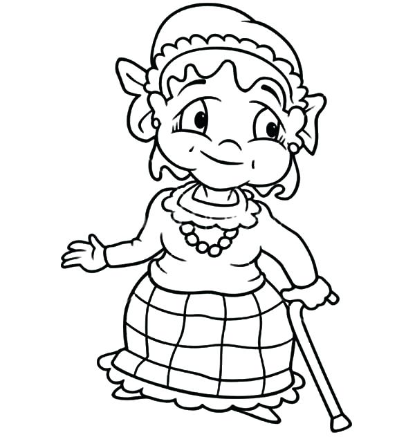 600x632 Grandmother Coloring Pages