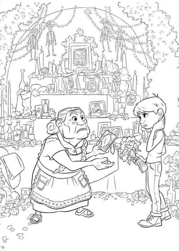 597x837 Miguel And Grandmother Coloring Page