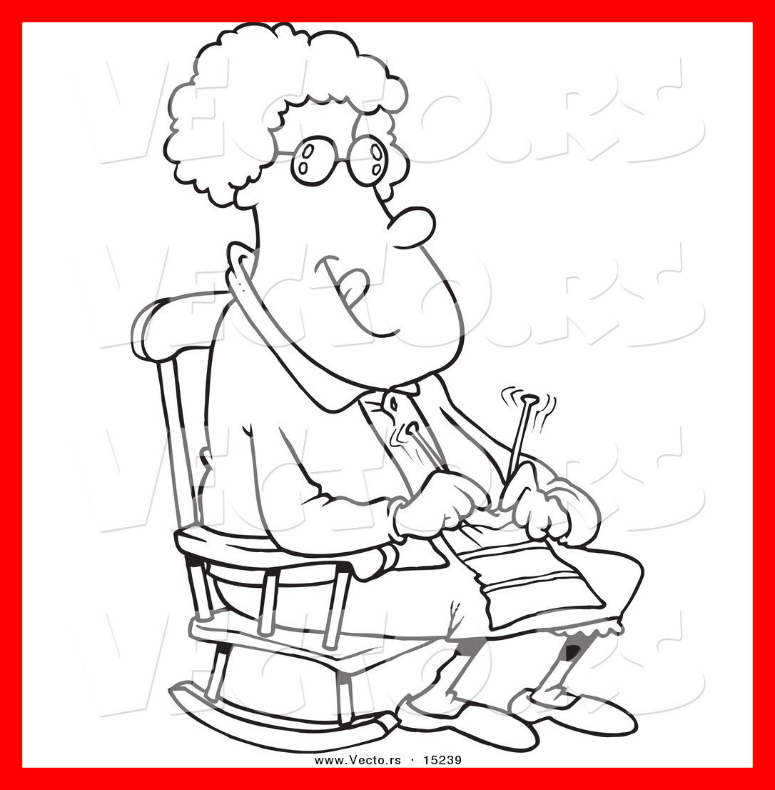 1086x1106 Fascinating Vector Of A Cartoon Granny Knitting In Rocking Chair