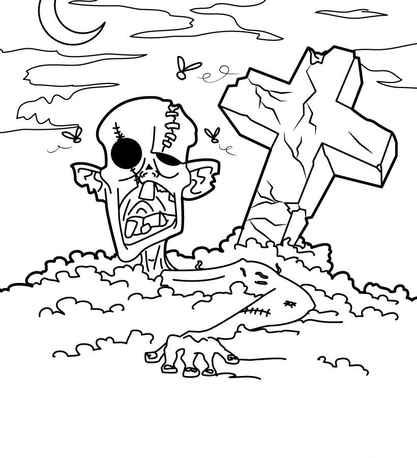 820x900 Frightening Graveyardng Pages Halloween Haunted For Kids Free