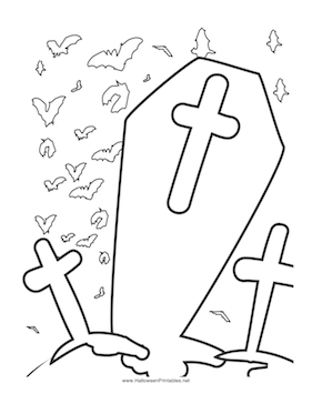 281x364 Halloween Graveyard Coloring P