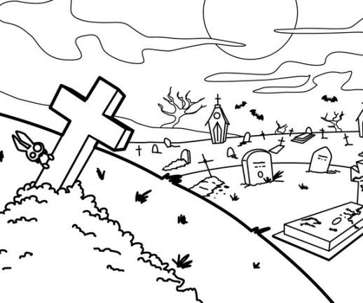 518x433 Spooky Graveyard Halloween Coloring Pages Free Hallowen Coloring