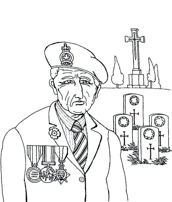 600x704 Veteran Coloring Pages Remembrance Day Veteran At Graveyard