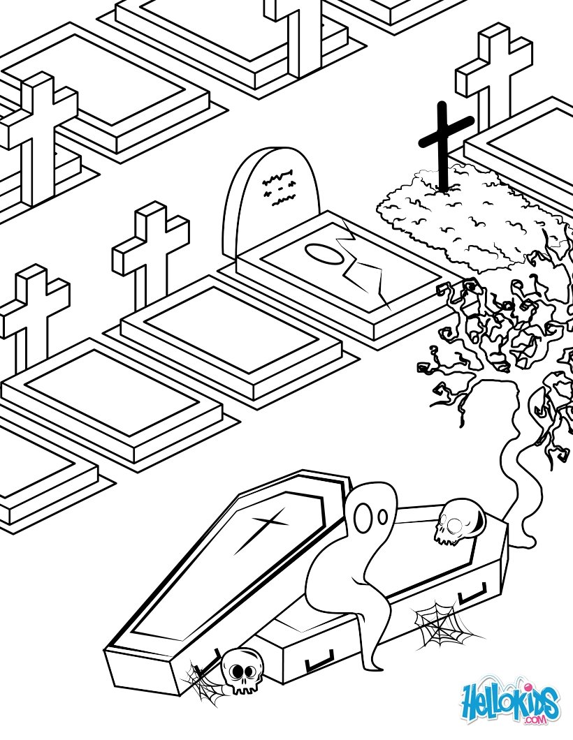 820x1060 Creepy Graveyard Coloring Pages