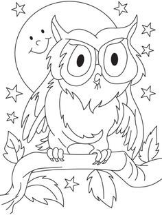 236x312 Great Horned Owl Perching On Branch Coloring Page Download Free