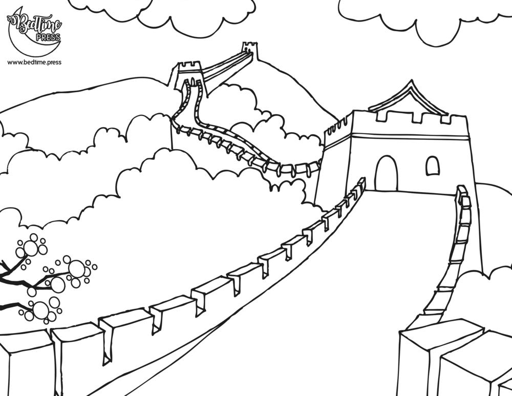1000x773 Profitable Great Wall Of China Coloring Page Sporturka Great