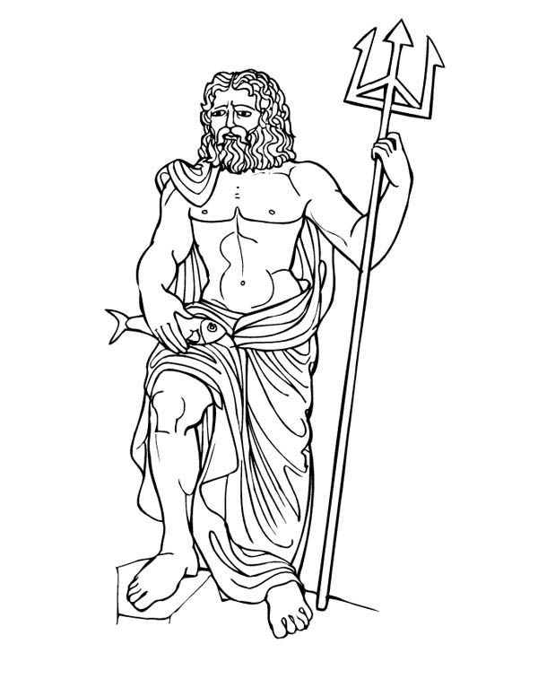 600x776 Myths God Poseidon From Greek Gods And Goddesses Coloring Page