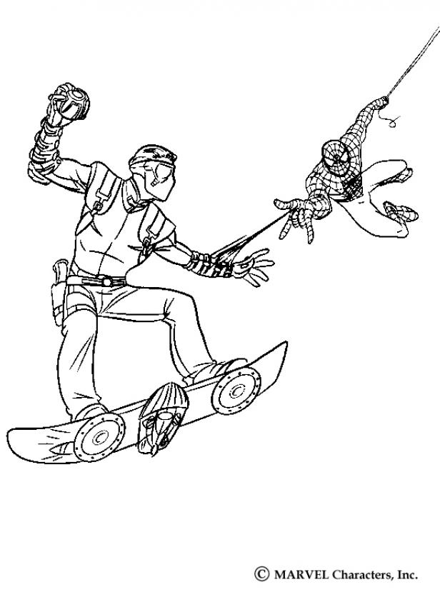 616x850 Spiderman Catching Harry Osborn The New Goblin Coloring Pages