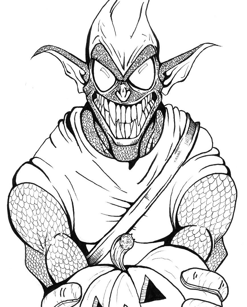 867x1080 Goblin Coloringes Outstanding For Kids Halloween Spiderman Green