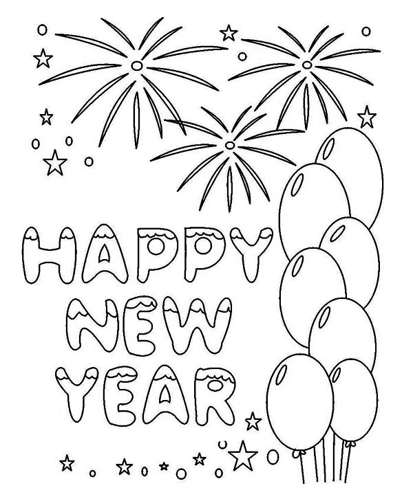 600x729 New Years Greeting Card Coloring Page