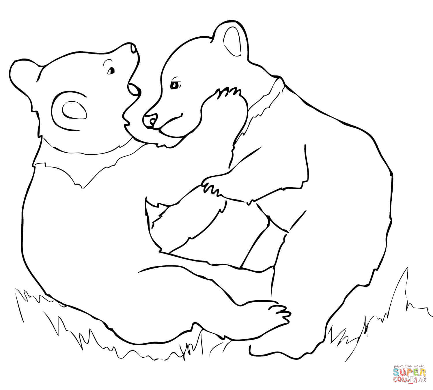 1500x1352 Grizzly Bear Cubs Playing Coloring Page.jpg Piro