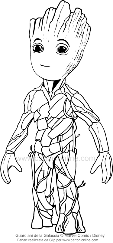 374x803 Drawing Groot (Guardians Of The Galaxy) Coloring Page