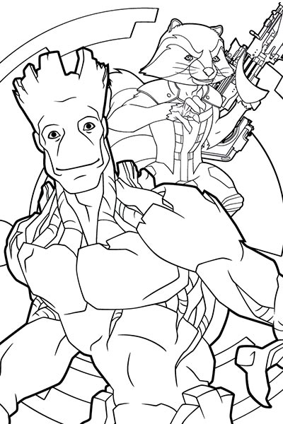 400x600 Rocket And Groot Coloring Page Guardians Of The Galaxy